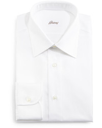 Brioni Herringbone Stripe Dress Shirt White