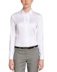 Hugo Boss Bebina Cotton Button Down Shirt 4 White