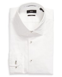 BOSS Hugo Hank Soft Slim Fit Solid White Dress Shirt