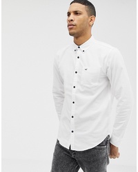 Hollister Icon Logo Oxford Shirt Slim Fit In White