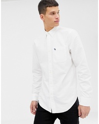 Abercrombie & Fitch Icon Logo Pocket Oxford Shirt Slim Fit In White