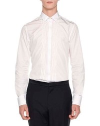 Lanvin Irregular Pleats Tuxedo Shirt White
