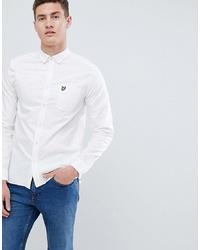 Lyle & Scott Logo Long Sleeve Oxford Shirt In White