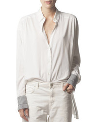 Acne Studios Long Sleeve Button Up Collared Shirt White