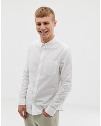Burton Menswear Long Sleeve Oxford Shirt In White