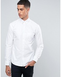 Celio Long Sleeve Slim Fit Oxford Shirt With Tonal Elbow Detail