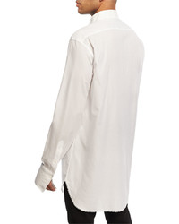Burberry Macram Trim Cotton Tuxedo Shirt White