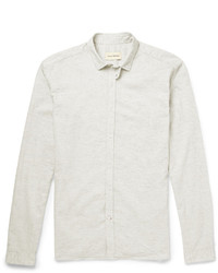 Oliver Spencer Marled Cotton And Linen Blend Shirt