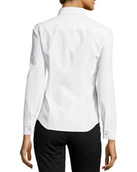 Michael Kors Michl Kors Long Sleeve Button Silk Shirt White