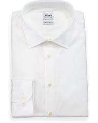Armani Collezioni Modern Fit White On White Cord Dress Shirt