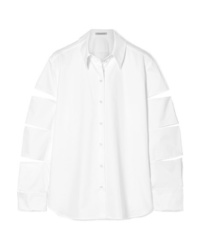 Christopher Kane Oversized Cutout Cotton Poplin Shirt