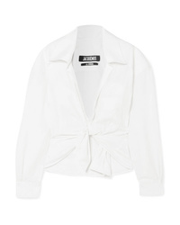 Jacquemus Pavia Tie Front Cropped Twill Shirt