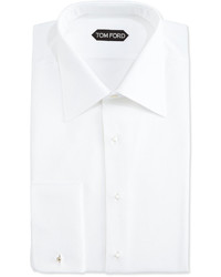 Tom Ford Pique Woven Tuxedo Shirt White
