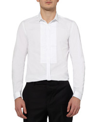 Burberry Prorsum White Slim Fit Bib Front Cotton Tuxedo Shirt