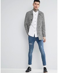 Asos Regular Fit Casual Oxford Shirt With Grandad Collar In White