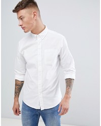 Pull&Bear Regular Fit Oxford Shirt In White