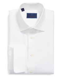 David Donahue Regular Fit Texture French Cuff Cotton Dress Shirt