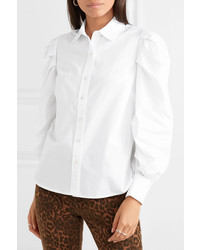 Frame Ruched Cotton Poplin Shirt