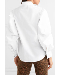 Frame Ruched Cotton Poplin Shirt