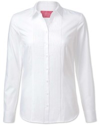 Charles Tyrwhitt Semi Fitted Cotton Pintuck White Shirt