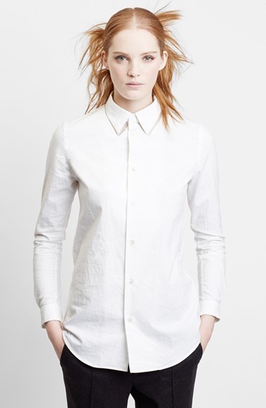 JULIEN DAVID Sheer Inset Organic Cotton Shirt, $395 | Nordstrom