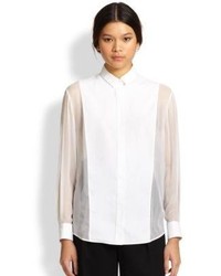3.1 Phillip Lim Sheer Paneled Silkcotton Shirt
