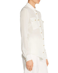 Balmain Silk Crepe De Chine Shirt White