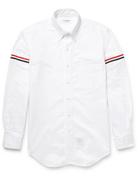 Thom Browne Slim Fit Grosgrain Trimmed Cotton Oxford Shirt