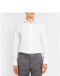 Canali Slim Fit Spread Collar Cotton Piqu Shirt
