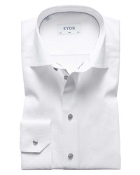 Eton Slim Fit Twill Dress Shirt With Grey Details