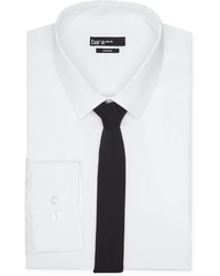 Bar III Slim Fit White Solid Dress Shirt And Black Solid Tie