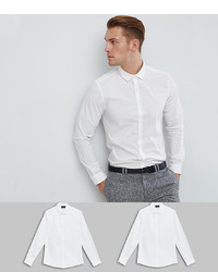 ASOS DESIGN Slim Shirt 2 Pack In White Save