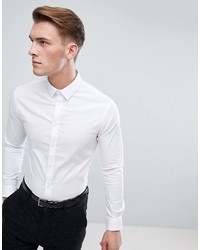 Celio Slim Smart Long Sleeve Shirt In White