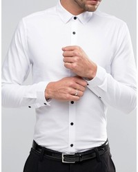 Asos Smart Regular Fit Oxford Shirt In White With Contrast Buttons