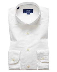 Eton Soft Casual Contemporary Fit Solid Cotton Silk Shirt