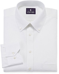 Stafford Stafford Long Sleeve Broadcloth Linen Look Dress Shirt
