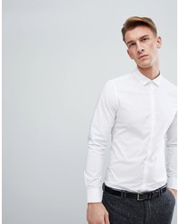 ASOS DESIGN Stretch Slim Formal Work Shirt With Double Cuff In White
