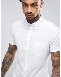 Asos Super Skinny Casual Oxford Shirt With Stretch In White With Button Down Collar