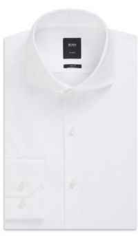 Hugo Boss T Christo Slim Fit Spread Collar Italian Cotton Dress Shirt 175  Purple, $275 | Hugo Boss | Lookastic