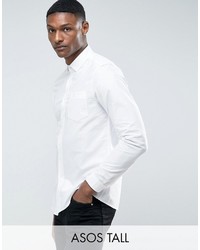Asos Tall Skinny Casual Oxford Shirt In White