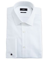 BOSS Textured Slim Fit Dress Shirt White
