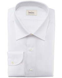 Neiman Marcus Textured Solid Dress Shirt White