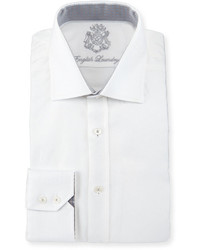 English Laundry Textured Woven Dress Shirt Tonal White
