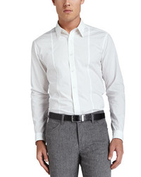 Theory Seamed Front Woven Dress Shirt White