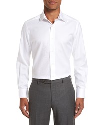 David Donahue Trim Fit Cotton Dress Shirt In White At Nordstrom