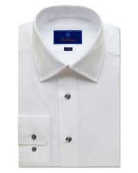 David Donahue Trim Fit Dress Shirt In White At Nordstrom