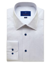David Donahue Trim Fit Dress Shirt In Whitenavy At Nordstrom