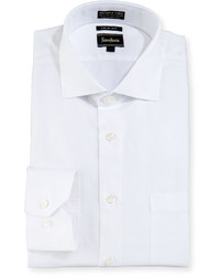 Neiman Marcus Trim Fit Non Iron Textured Dress Shirt White