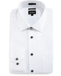 Neiman Marcus Trim Fit Solid Color Dobby Dress Shirt White