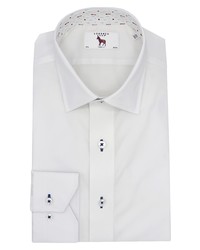 Lorenzo Uomo Trim Fit Textured Stretch Dress Shirt In White At Nordstrom